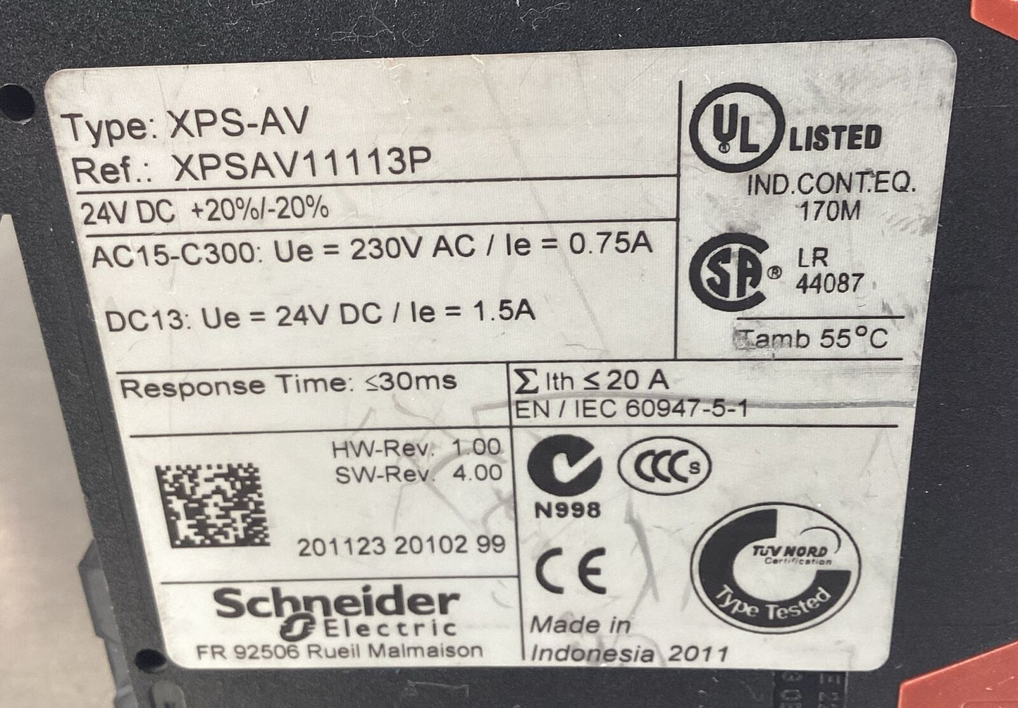 SCHNEIDER ELECTRIC  XPSAV11113P  Preventa Safety Relay Time Delay     3D-15
