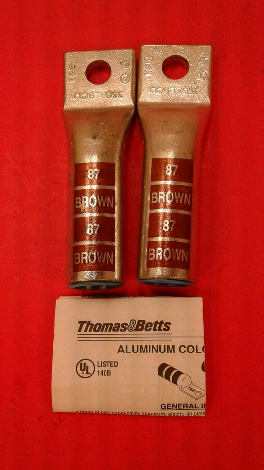 THOMAS & BETTS Compression Lug 60165 For 87 Die 1/2" Brown 350-LOT of 2    4B