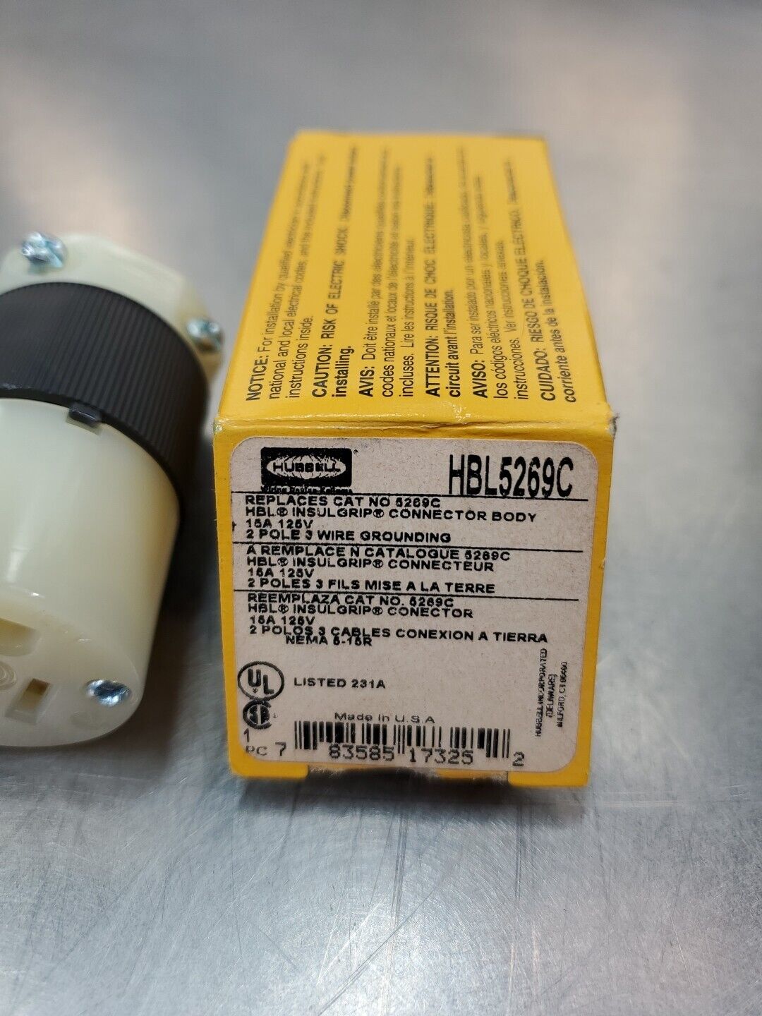 HUBBELL HBL5269C InsulGrip Connector Body, 15A 125V.                       4C-25