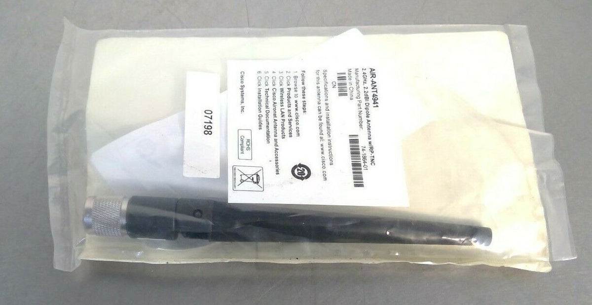Cisco - AIR-ANT4941 - 2.4GHz, 2.2dBi Dipole Antenna w/RP-TNC - 74-1864-01     3D