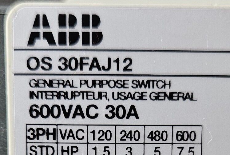 Allen-Bradley  OS 30FAJ12 / UL 248-4. CLASS J. 30A.                     Loc 4G-1