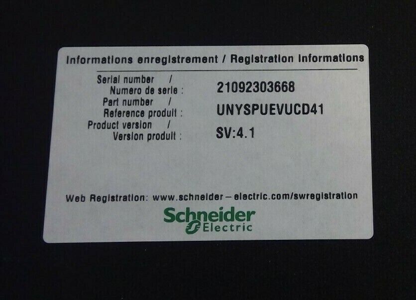 Schneider Electric UNYSPUEVUCD41 Unity Pro XL Single LIC - SN: 21092302999    3C