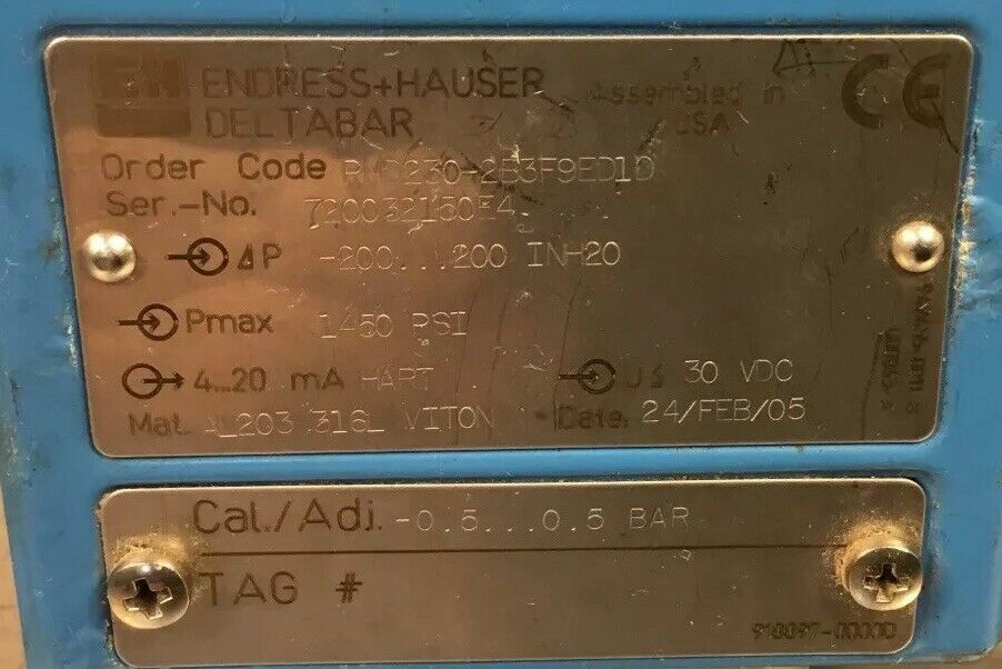 ENDRESS+HAUSER DELTABAR PMD 230-2B3F9ED1D Pressure Transmitter  6C