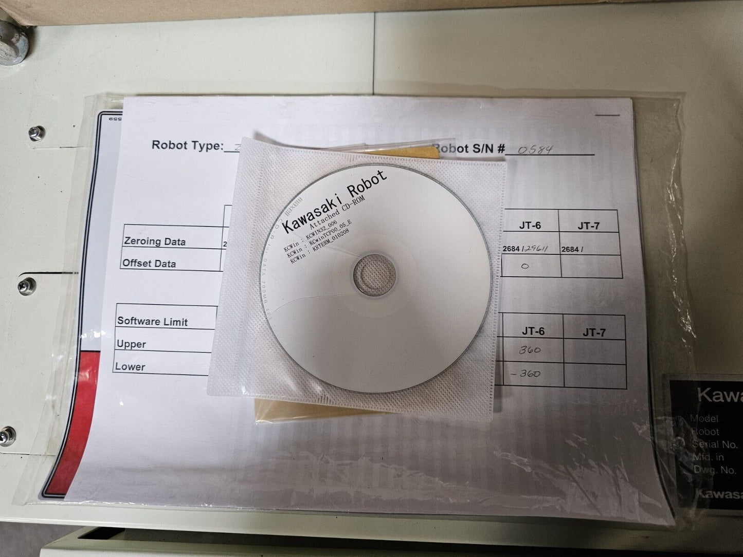 Kawasaki ZZX300S B Robot w/ D32F D001 CONTROL CAB/50817-1347 Teach PENDANT