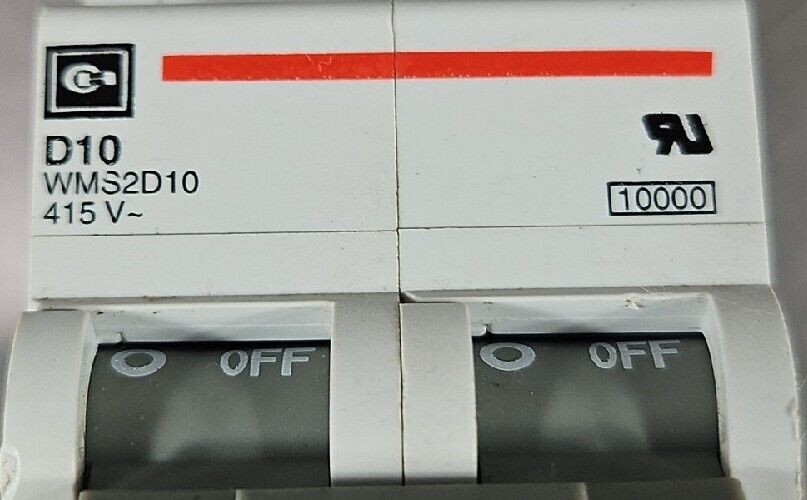 EATON WMS2D10 10A 2-Pole Miniature Circuit Breaker.                    Loc 4A-22