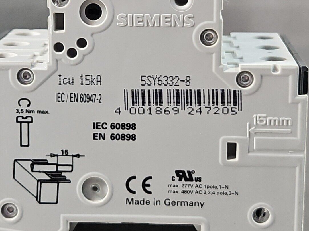 Siemens 5SY63 MCB D32 Circuit Breaker.                                     4C-21