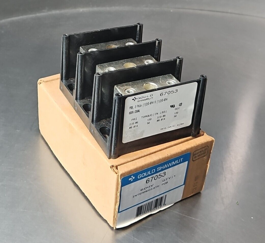Gould SHAWMUT 67053 POWER DISTRIBUTION BLOCK 3 POLE 600V.               Loc4E-28