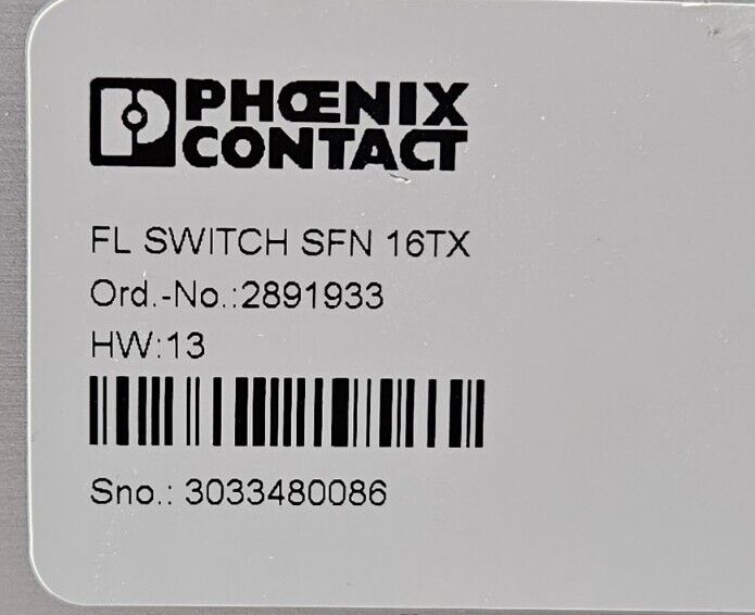 PHOENIX CONTACT FL SWITCH SFN 16TX 2891933.                                3B-19