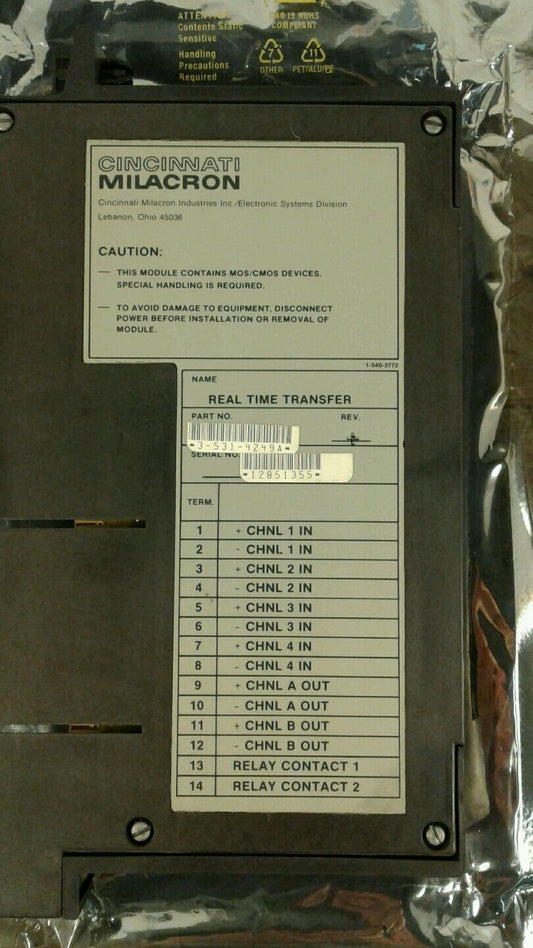 Cincinnati Milacron Control Module 3-531-4249A  Real Time Transfer           AUC