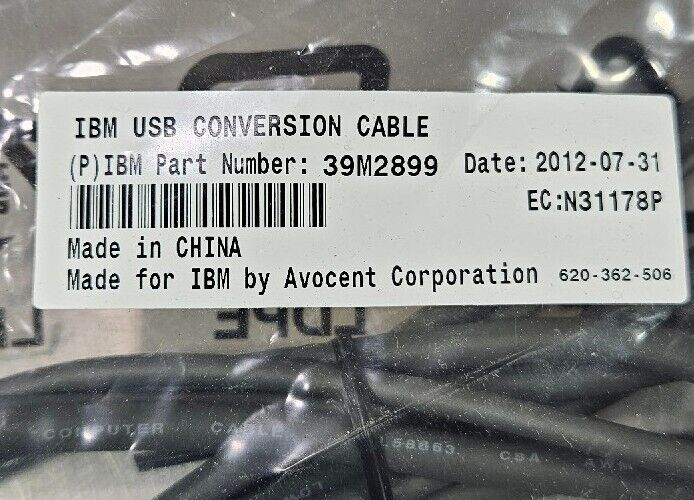 IBM 39M2899 USB Conversion Cable IBM USB KVM Cable Cat5.               Loc 5E-10