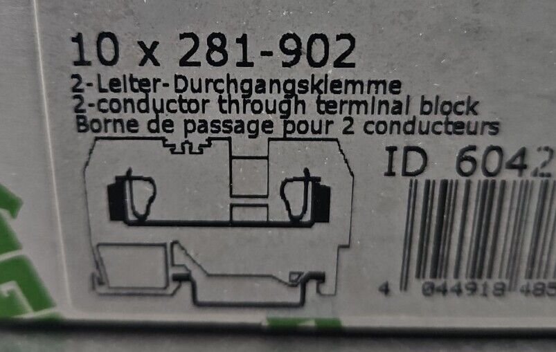 WAGO 281-902 Conductor Through Terminal Block. Loc 3C-22 – Palmetto ...