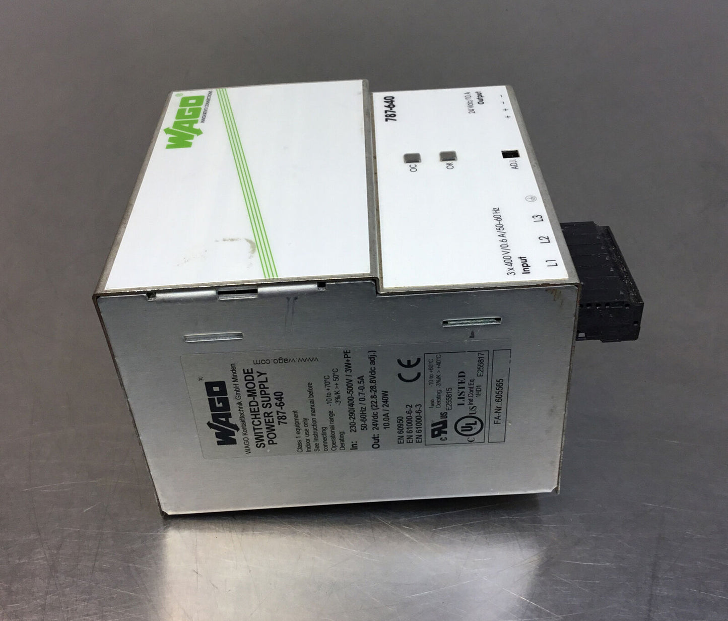 Wago 787-640 Switched - Mode Power Supply Out: 24VDC 10A/240W   4E-8