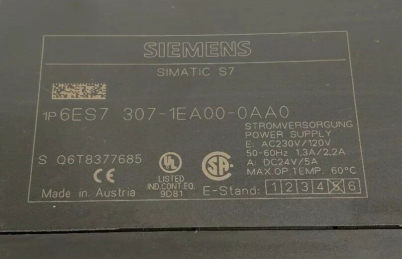 SIEMENS SIMATIC S7 1P6ES7 307-1EA00-0AA0 Power Supply Module BIN#2