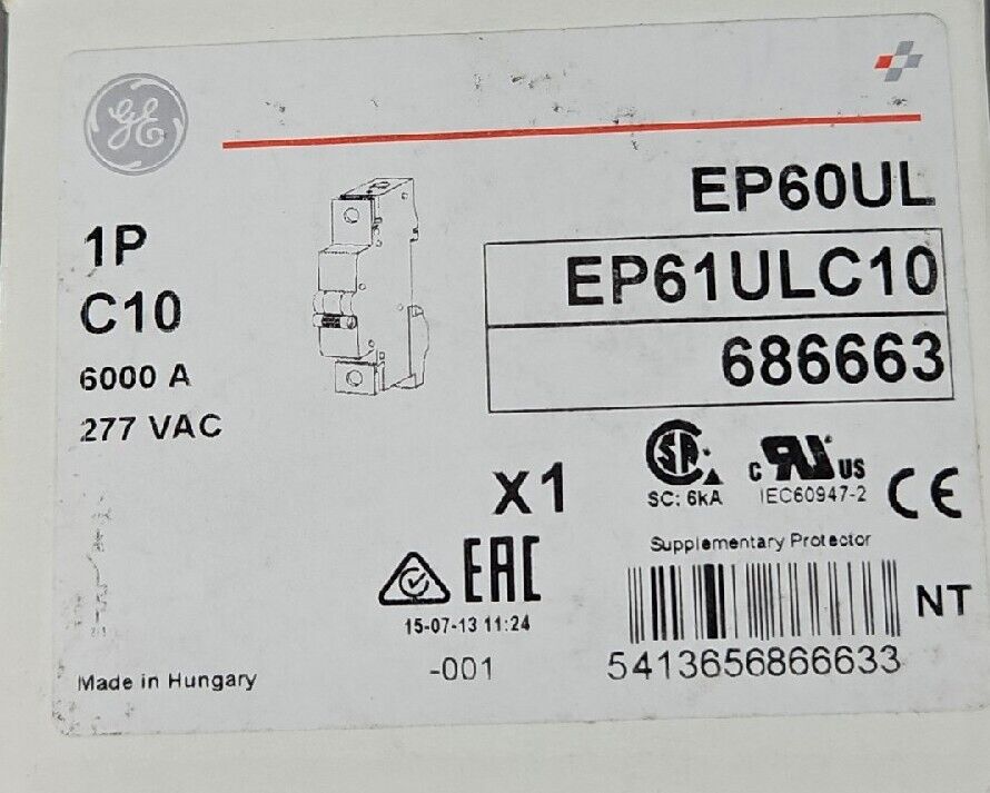 GENERAL ELECTRIC EP61ULC10 Modular Plus Circuit Breaker                 Loc 4E-1