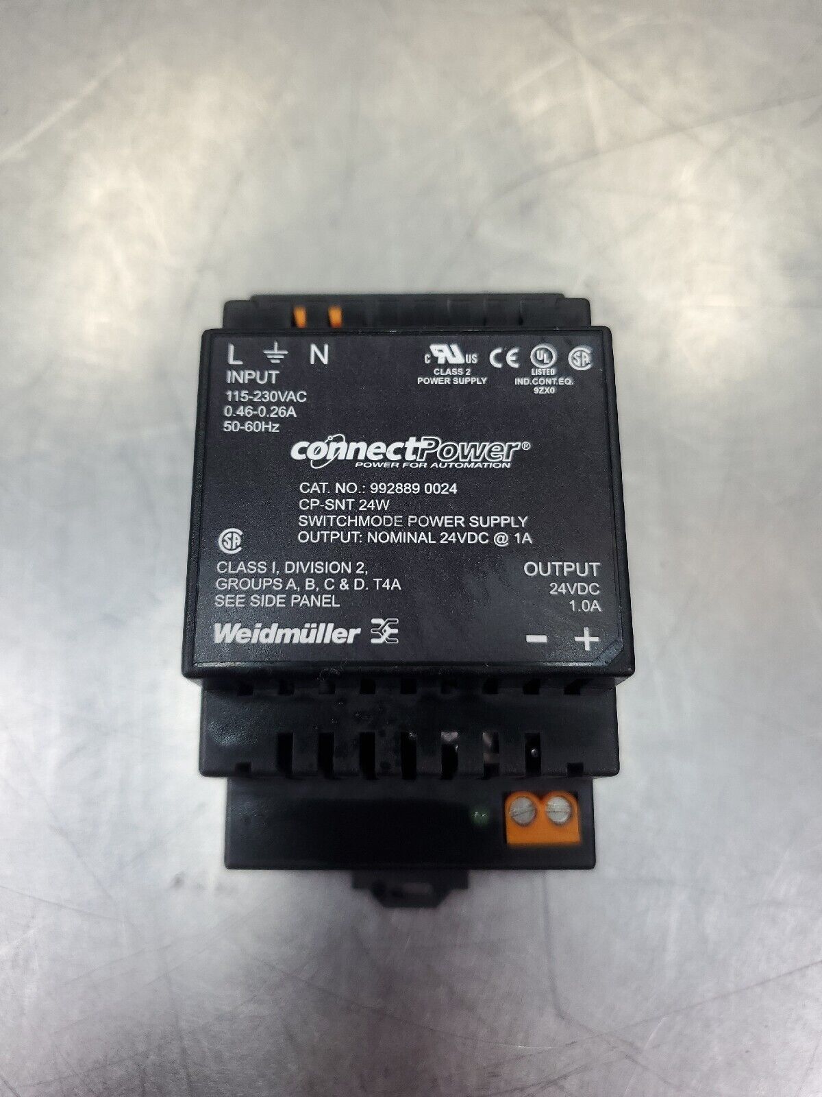 WEIDMÜLLER connectPower 24VDC 1A SWITCHMODE POWER SUPPLY.                     4H