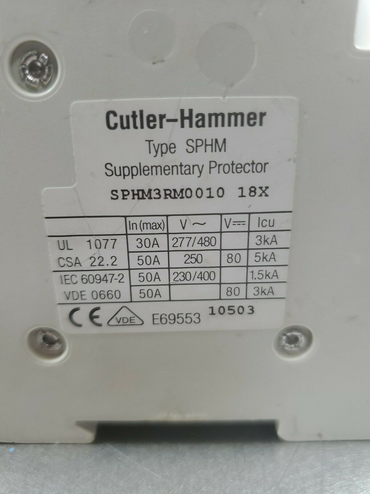 Cutler Hammer SPHM3RM0010 Circuit Breaker                                     4G