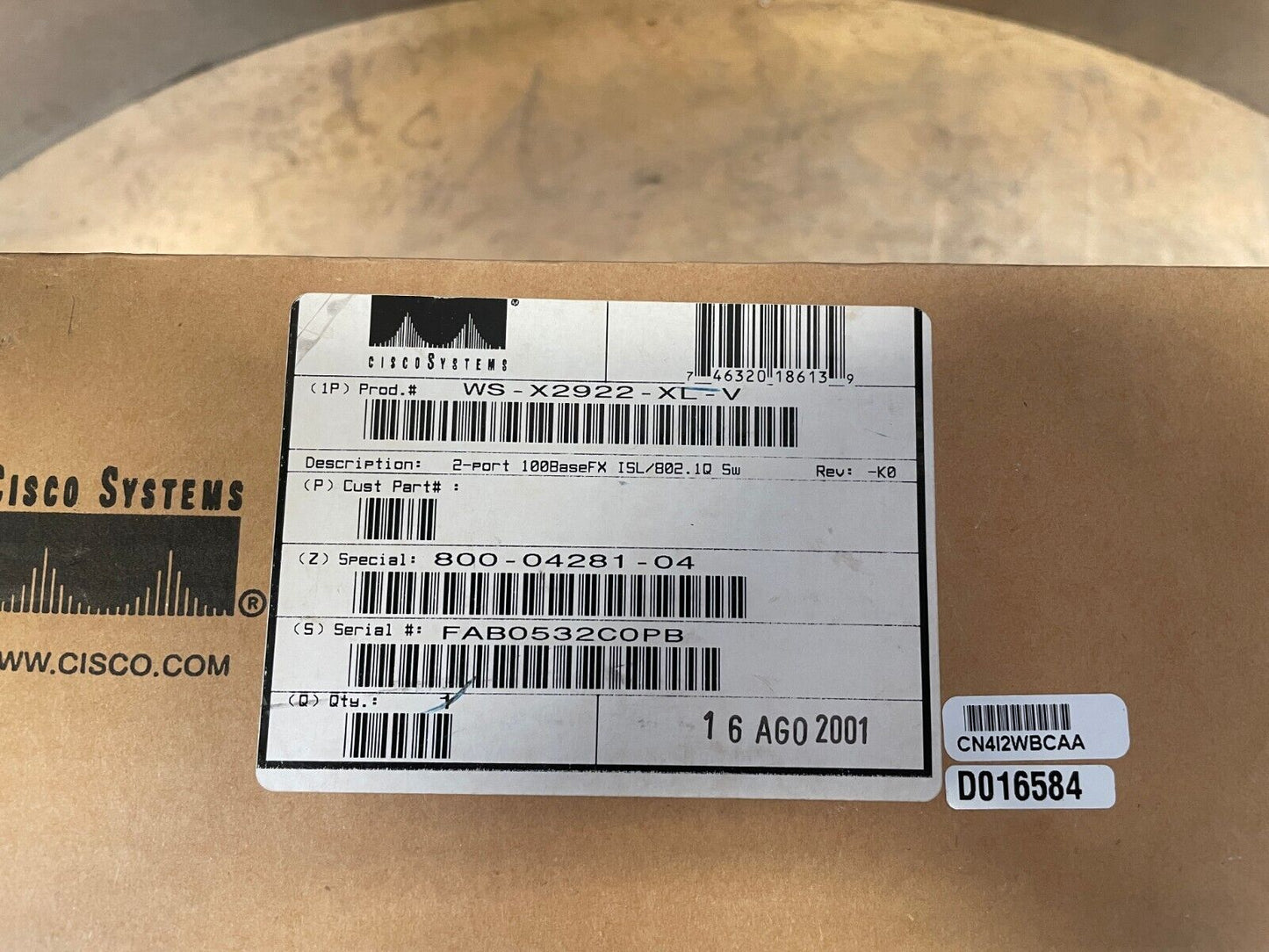 Cisco Sys. WS-X2922-XL-V Gray/Green 2-Port 100BaseFX ISL/802.1Q SW Circuit Board