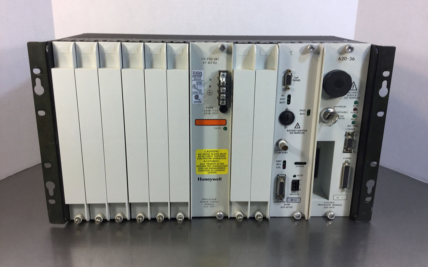 Honeywell 620-36 PLC Rack with 620-0041 + 620-0073C + 620-3632 - See Photos 3C-4