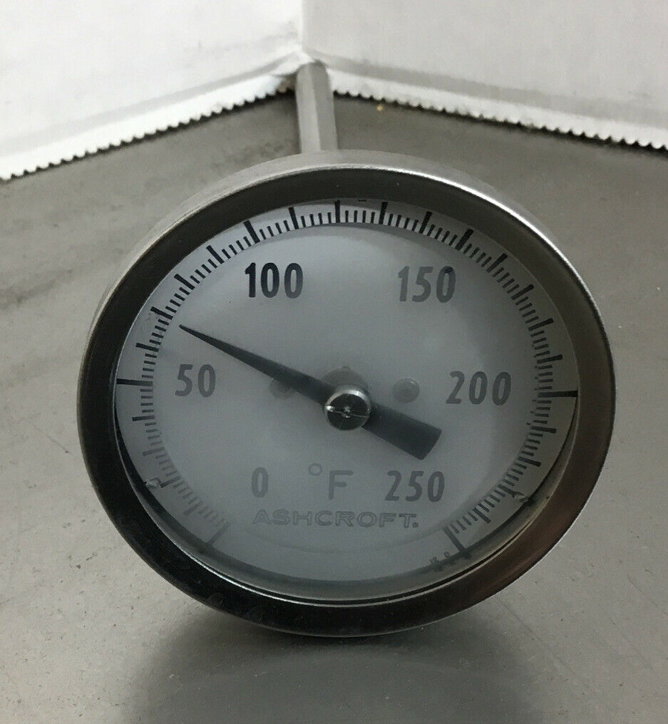 Ashcroft  7QA-84002-028  2" Bimetal Thermometer  0-250 Degrees F  4" stem.  6B