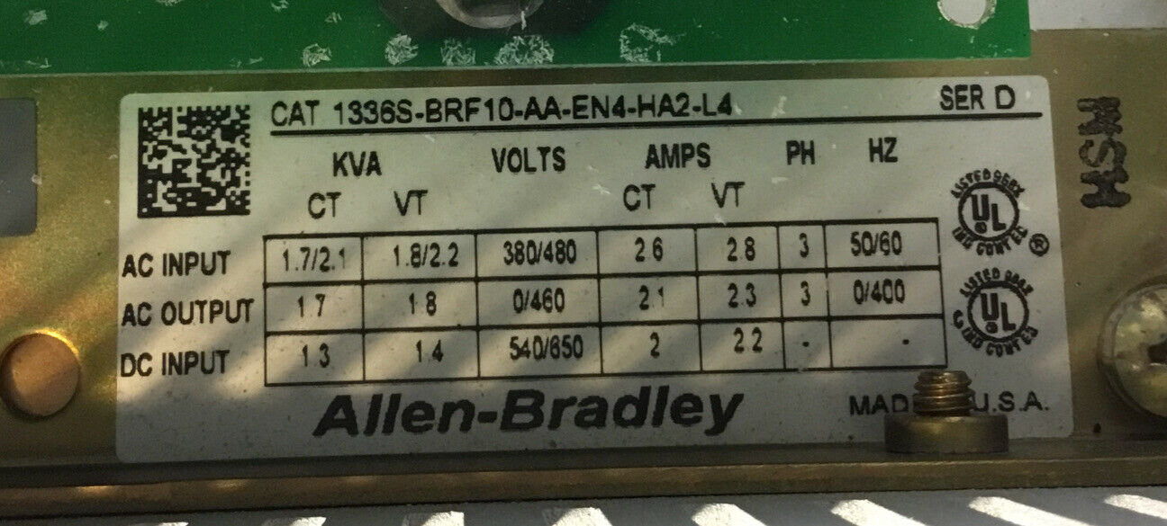 Allen Bradley 1336 Plus Drive 1336S-BRF10-AA-EN4-HA2-L4  Series D     1D