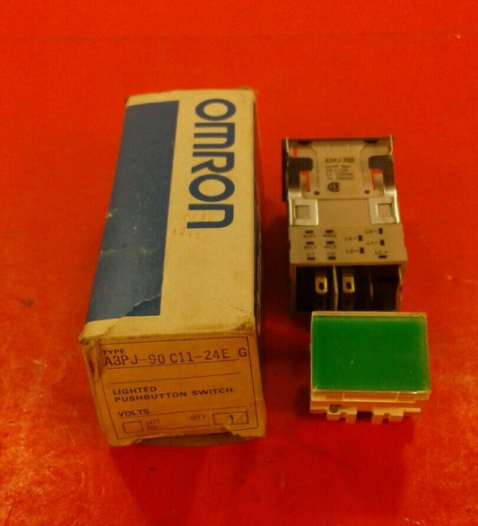 OMRON LIGHTED PUSH BUTTON SWITCH A3PJ-90C11-24E G 28V 1.2W 5A/125V-3A/250V   4A