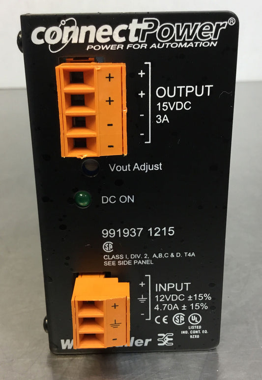 WEIDMULLER 991937-1215 POWER SUPPLY CP-DCDC 12VDC IN/15VDC 3.0A    4E-10