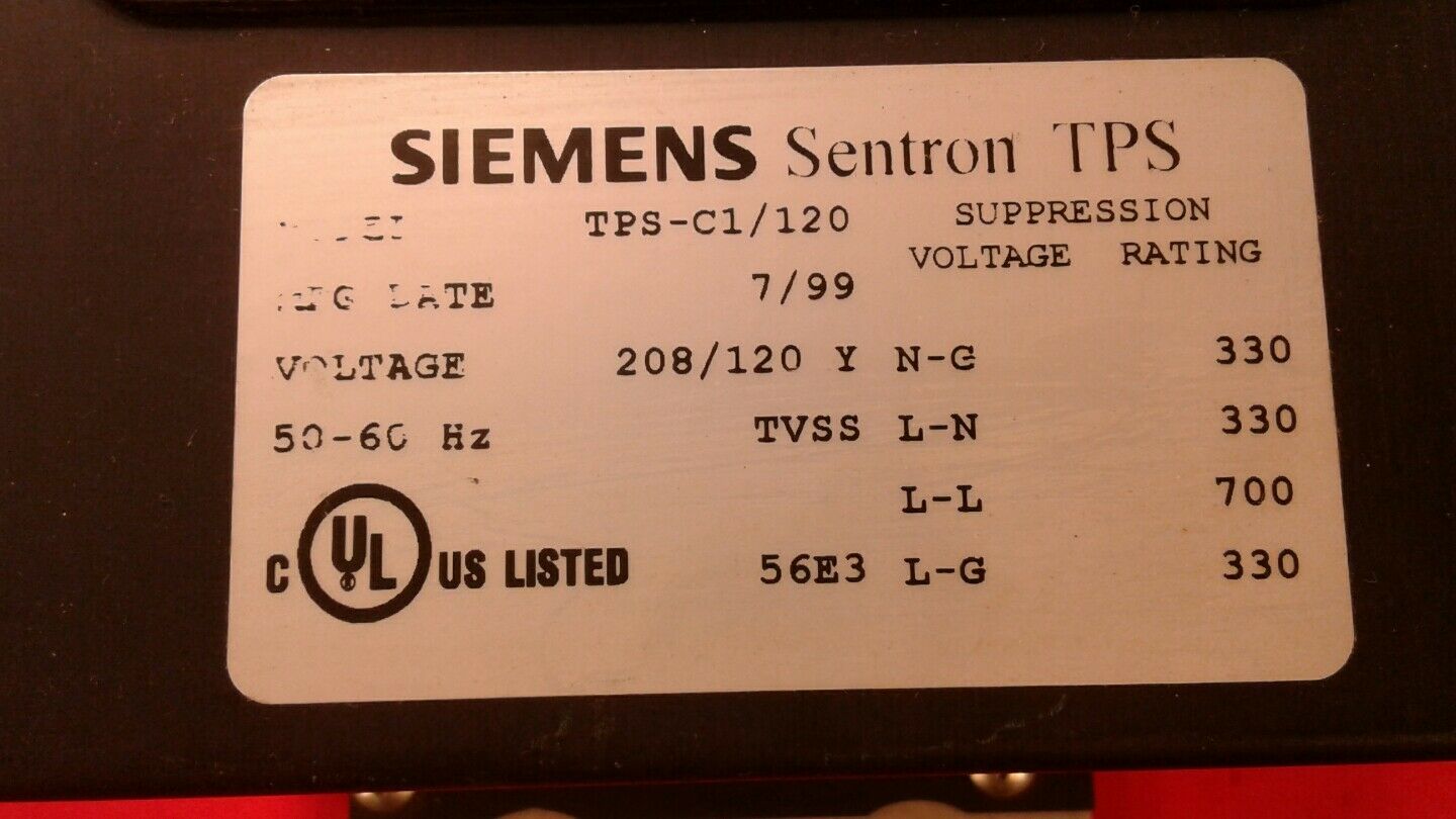 SIEMENS SENTRON TPS-C1/120 SUPPRESSION 120/208 VOLT  4B