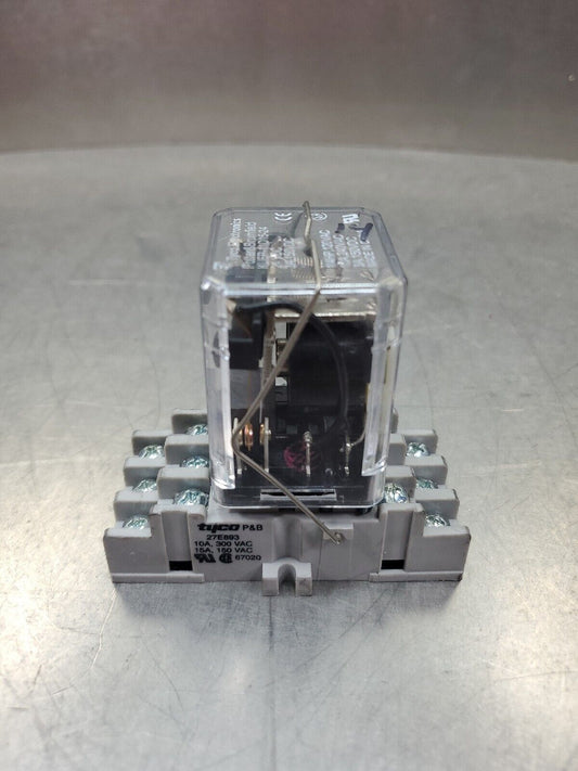 Potter & Brumfield KUEP-11D15-24 Relay 24VAC w/Tyco 27E893 Base.              4D