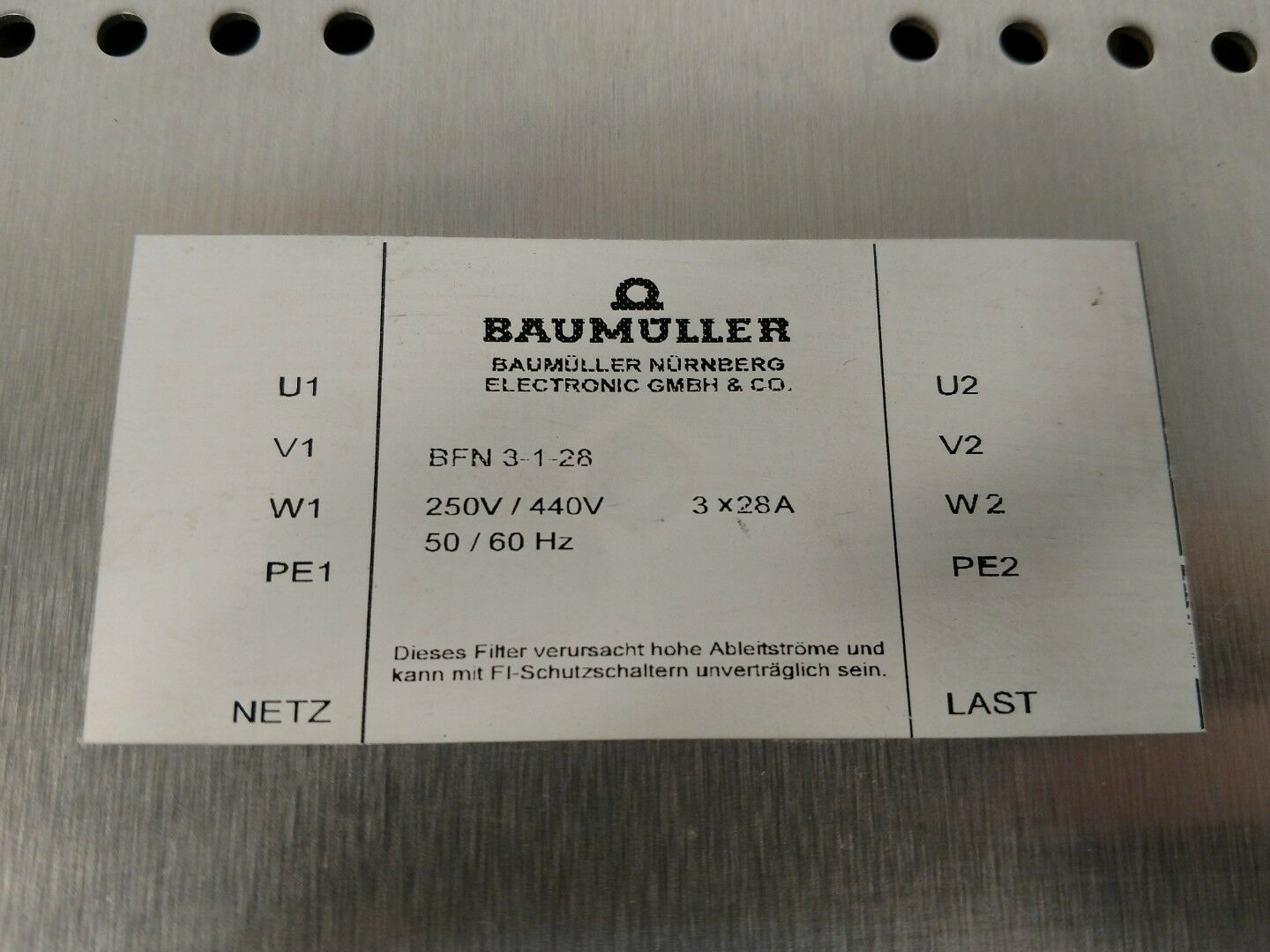 Baumuller Servo Line Filter BFN3-1-28 4D