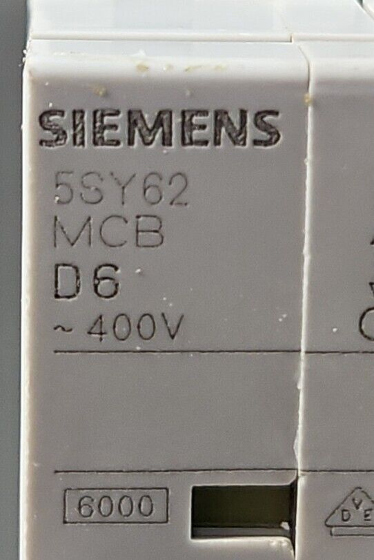 Siemens 5SY62 MCB D6 Circuit Breaker.                              4C-18