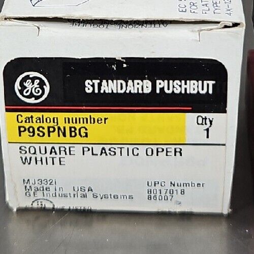 GE P9SPNBG. SQUARE PLASTIC OPERWHITE Square Pushbutton                  Loc 4E-2