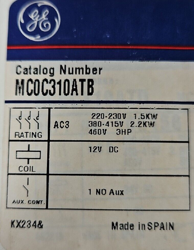 GE MC0C301ATB. Coil Starter Contactor.                                  Loc 4E-4