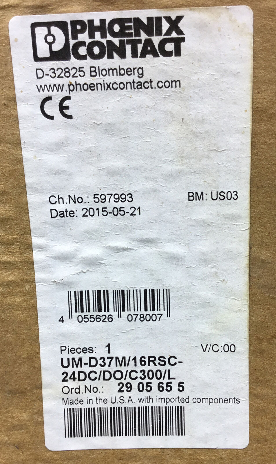 PHOENIX CONTACT UM-D37M/16RSC-24DC/DO/C300/L  Varioface Module    Loc.3A
