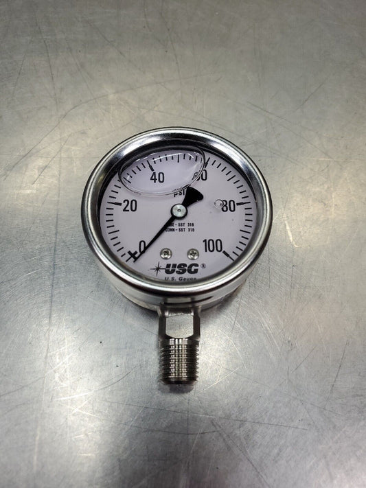 U.S. Gauge 58-81-5 (0~100 psi) Pressure Gauge - 1/4NPT 100mm.              6E-21