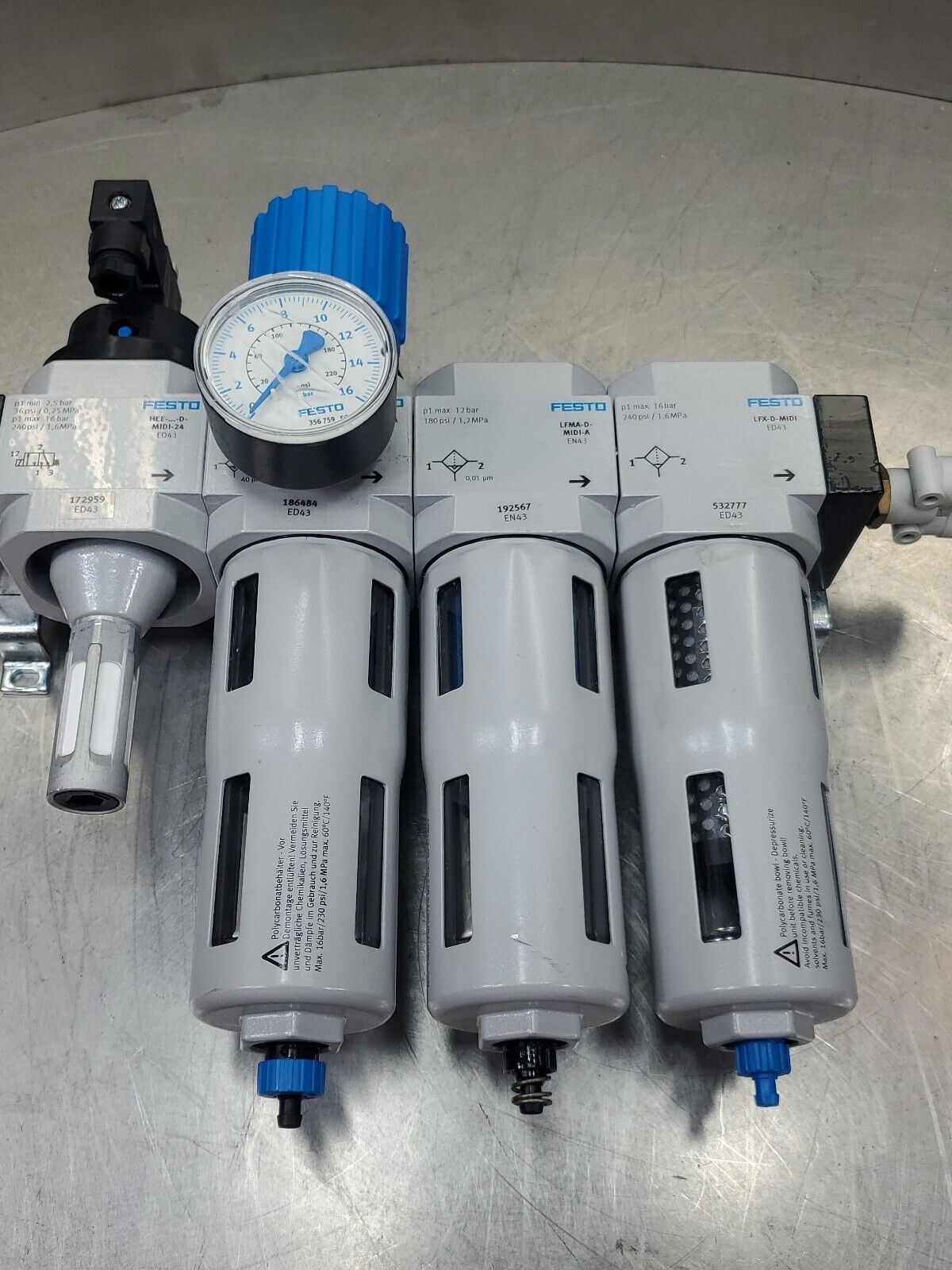 Festo LFR-D-MIDI-A|LFMA-D-MIDI-A|LFX-D-MIDI Filter Regulator Module. 6 ...