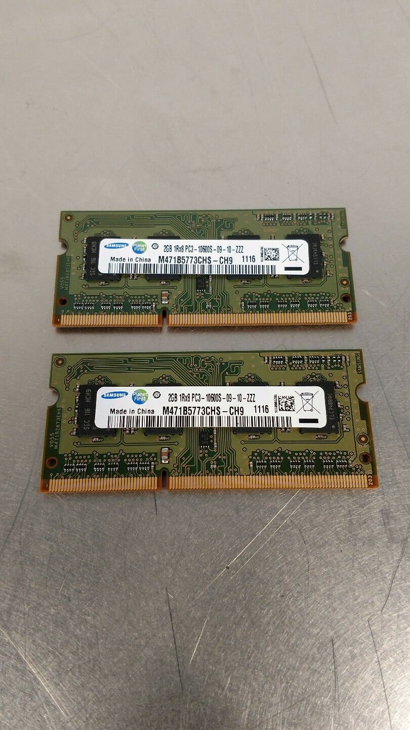 Samsung 4GB (2x2GB) 1Rx8 PC3-10600S DDR3 1333MHz 204pin Laptop Memory RAM 3D-4