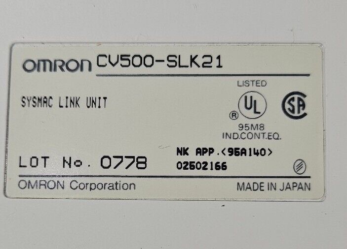 Omron CV500-SLK21 SYSMAC Link Unit                                     Loc 3E-26