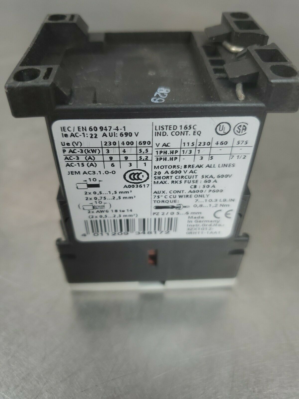 Siemens Sirius 10E, 3RT1017-1AU61                     4G