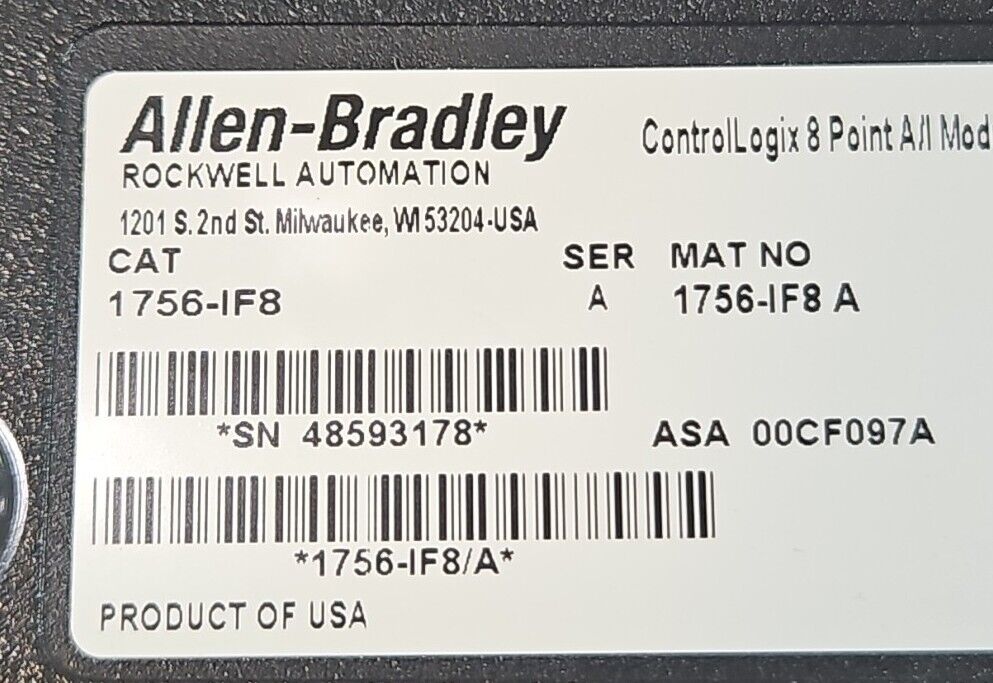 Allen Bradley 1756-IF8 Ser A ControlLogix Analog Input Module.          Loc3C-23
