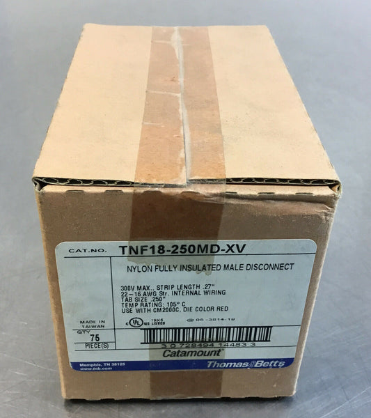 Thomas & Betts  TNF18-250MD-XV  Nylon Insulated Male Disconnect 75 Per Box   4B