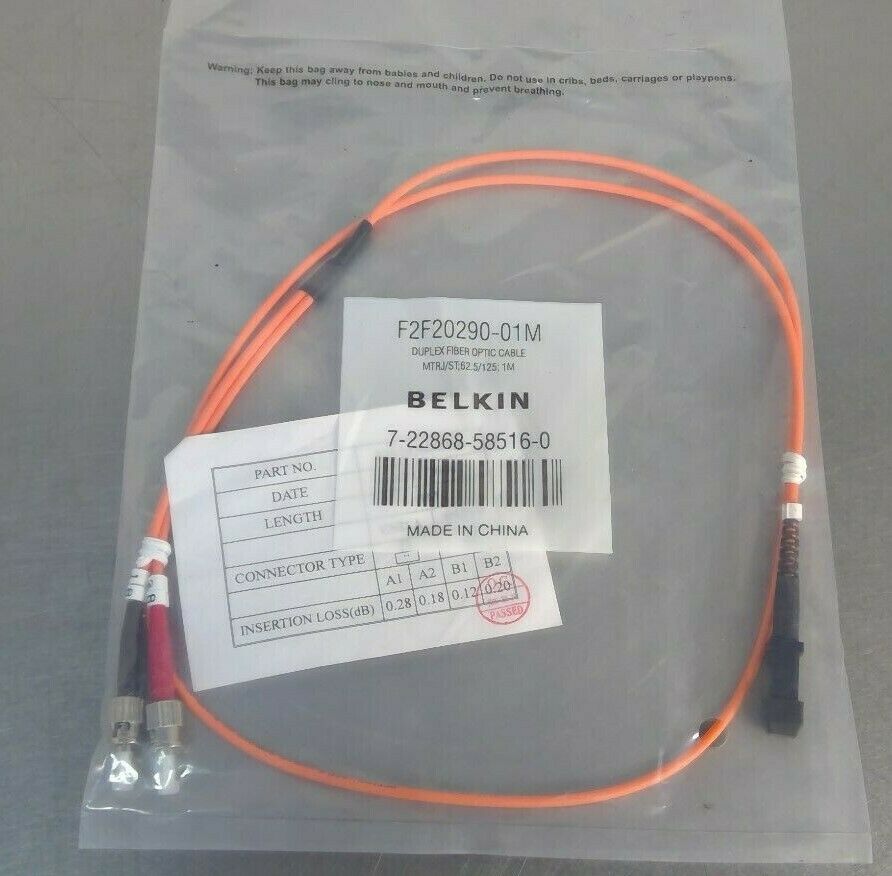 Belkin - F2F20290-01M Duplex Fiber Optic Cable, 1M - 7-22868-58516-0          5E