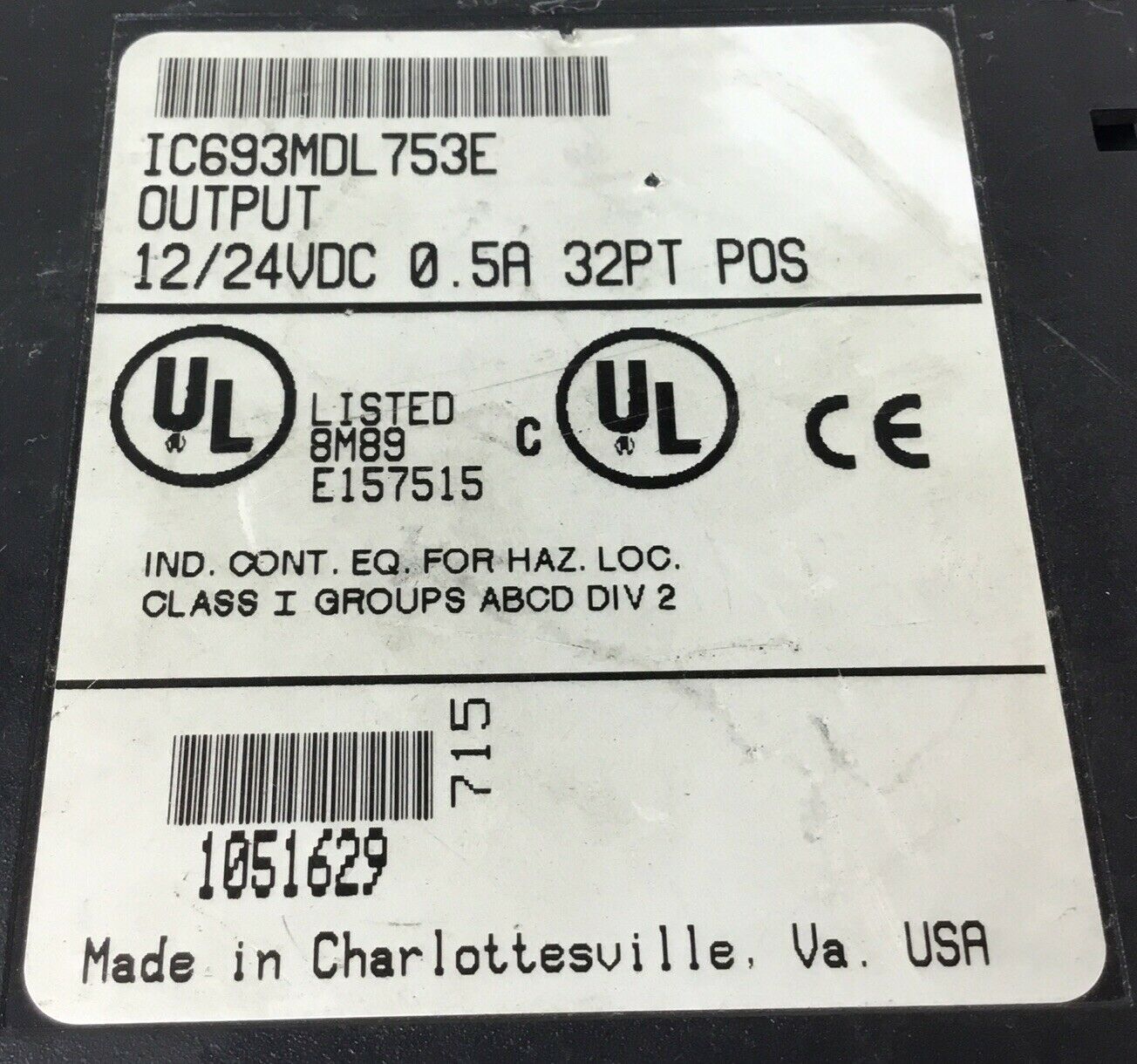 GE Fanuc Output Module IC693MDL753E  12/24VDC 0.5A 32PT POS Logic   3D-17