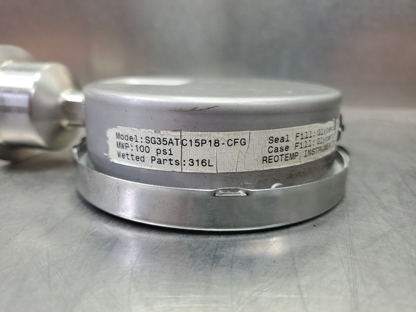 Reotemp SG35ATC15P18-CFG Pressure Gauge, 0 To 100 Psi Stainless.              6E