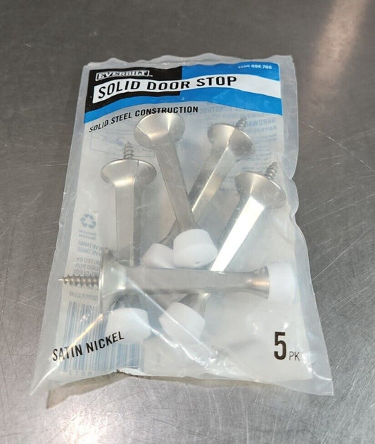 Everbilt Solid Door Stop Pack of 5 Satin Nickel 1005 694 766.              5E-16