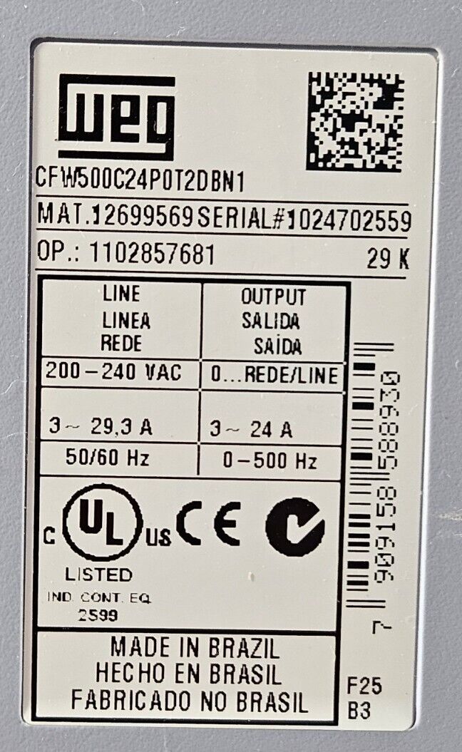 WEG CFM500C24P0T2DBN1 FREQUENCY CONVERTER.                                 Loc1C