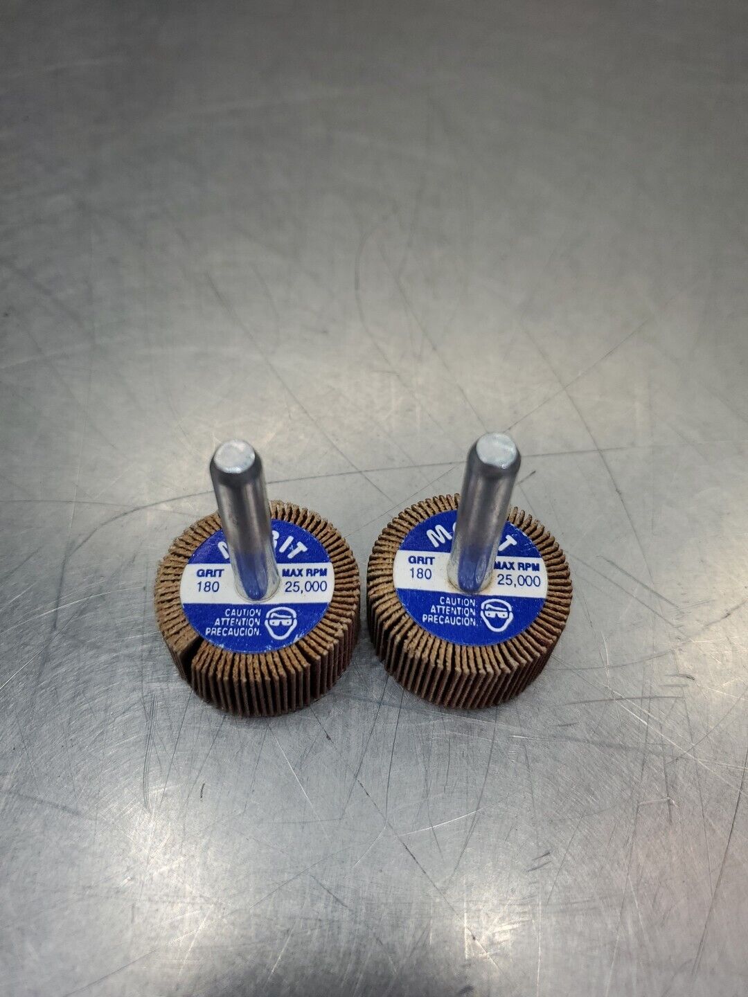 Merit Micro Mini Flap Wheel 3/4" x 3/16" x 1/8" 180 Grit - Lot of 2.       5E-16