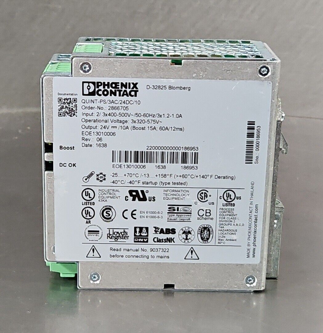 Phoenix Contact QUINT-PS/3AC/24DC/10 Power Supply.                         4E-24