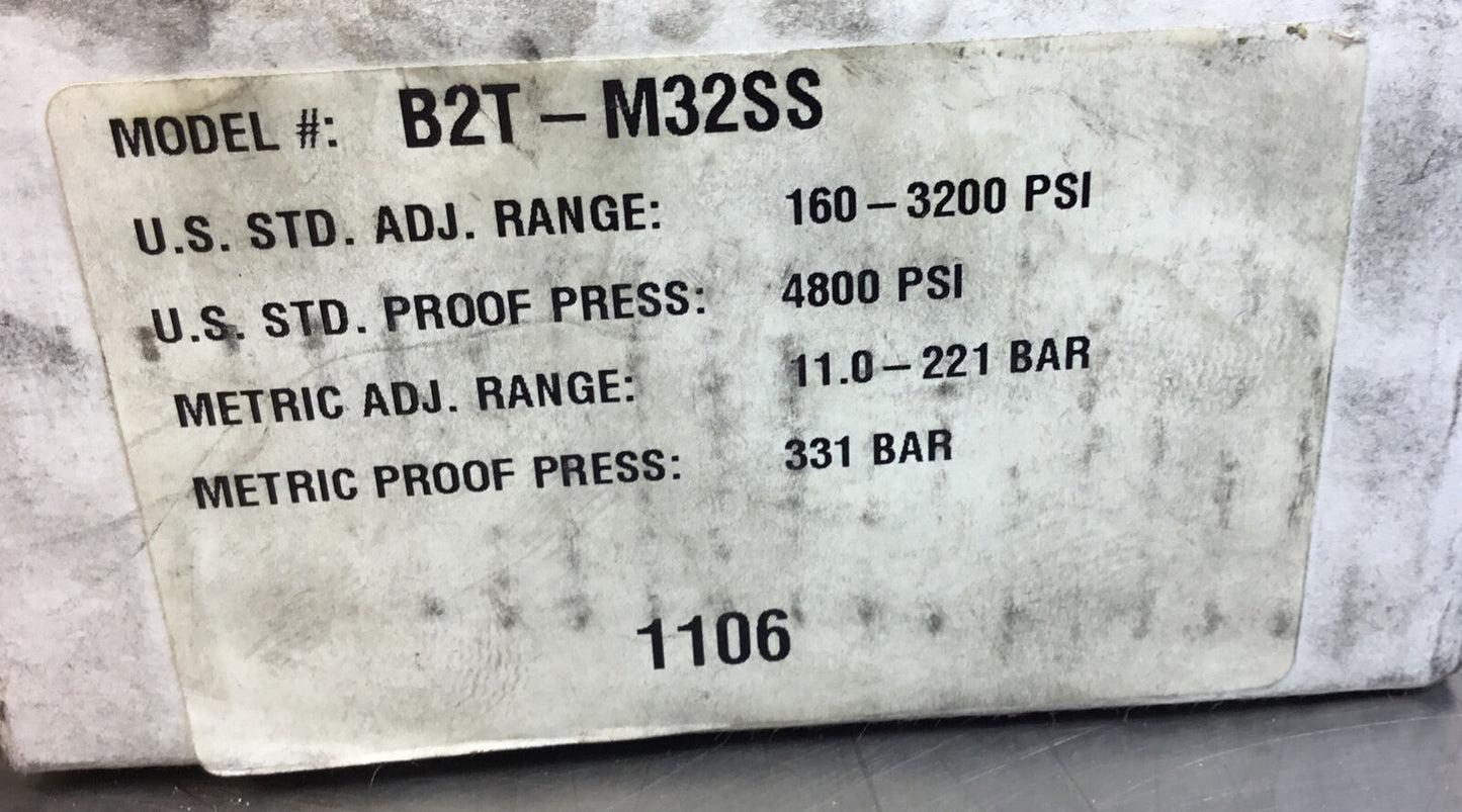 Barksdale Pressure Activated Switch B2T-M32SS 160-3200 PSI 4800 Proof Press  6C