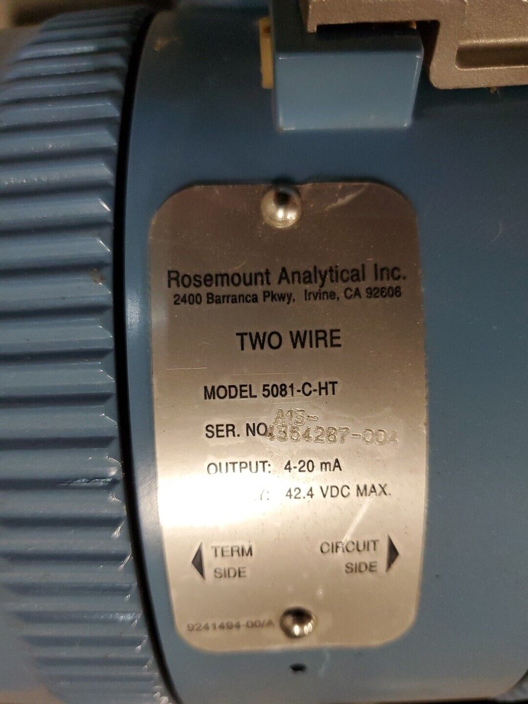 Rosemount Analytical 5081-C-HT Digital Valve Controller w/NV F316/316L Sensor 6A