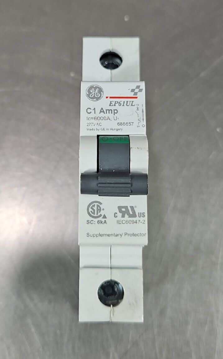 General Electric EP61ULC01 Circuit Breaker, 1 Pole, 1 A, 277Vac.        Loc 4E-3